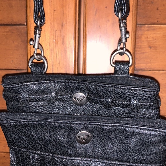Roxy Mini Black Pleather Messenger Gameday Tote Purse - Picture 2 of 9
